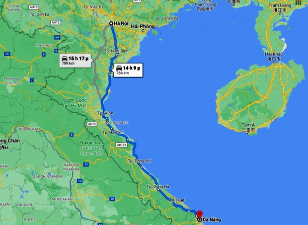 How Far Is Da Nang from Ha Noi