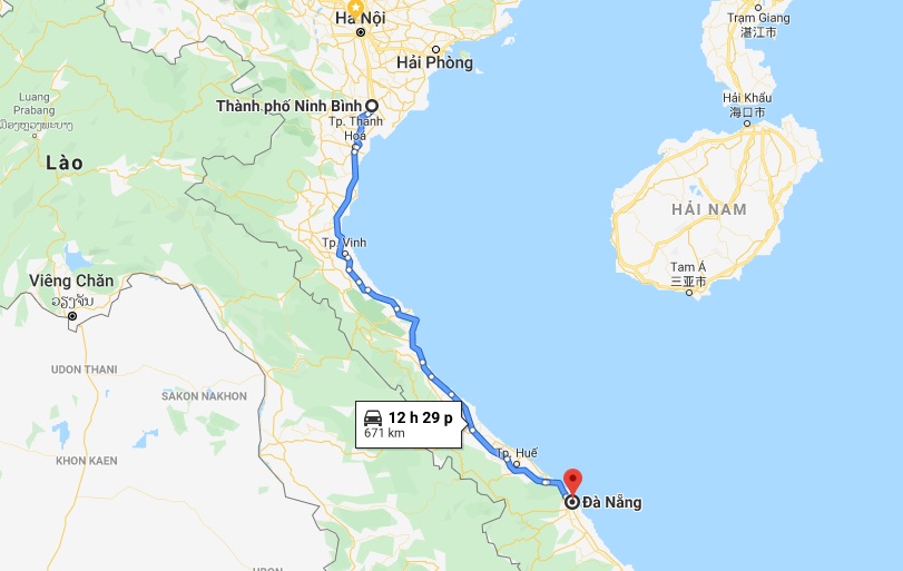 Overview of the Da Nang to Ninh Binh Route